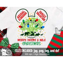 Animal Kingdom Family Vacation Merry Bright And Wild Christmas SVG, Digital Clipart svg dxf jpeg png, Printable Instant