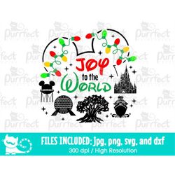 Joy To The World SVG, Mouse World Family Holiday Vacation Trip, Digital Cut Files svg dxf jpeg png, Printable Clipart, I