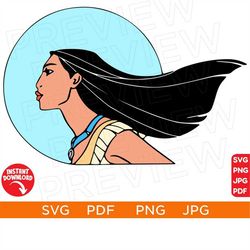 Pocahontas Vector Svg, Princess Pocahontas SVG,  Princess Svg, Pocahontas Disneyland Svg Clipart Disneyland Ears Svg Cut