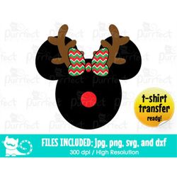 Mouse Christmas Reindeer Antler SVG, Christmas Reindeer SVG, Digital Cut Files in svg, dxf, png and jpg, Printable Clipa