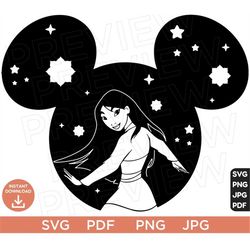 Mulan SVG Princess Disneyland Ears Clipart Vector File Ouline Silhouette Princesses Svg, Cut File Layered Color, Cut fil