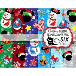 Digital Paper Pack, Mouse Christmas Paper, Seamless Pattern Prints, Scrapbooking Paper Patterns, Instant Download, Paper