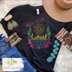 Desert Neon t-shirt - Women's shirt - Neon style tshirt - Moon - Cute boutique tee - Gift for her