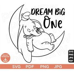Dream Big One SVG, Dumbo SVG Png Clipart Disneyland Ears Svg clipart SVG, Cut file Cricut, Silhouette, Cricut design