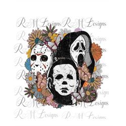 Scream Movie Png, Jason Png, Michael Myers Colorful Bouquet Png Instant download Png ,  Halloween png, scary png, sublim