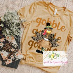 Gobble Gobble Gobble shirt - Cute Turkey - Fall leaves - Cute Thanksgiving shirt - Turkey  - Graphic tee - Cute fall shi