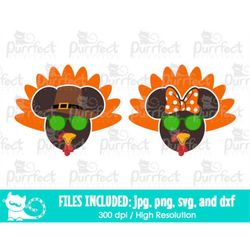 Mouse Thanksgiving Cool Turkey SVG, Fall Autumn 2019 SVG, Digital Cut Files in svg, dxf, png and jpg, Printable Clipart
