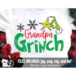 Grandpa Grinch SVG, Christmas Grinch, Grinch Hand Ornament, Funny Grinch Family Shirt, Digital Cut Files svg dxf jpeg pn