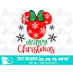 Mouse Girl Christmas Snowflakes SVG, Family Vacation Trip Shirt, Digital Cut Files svg dxf jpeg png, Printable Clipart,