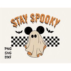 Stay Spooky Ghost Mouse SVG, Halloween Svg, Spooky svg, skeleton svg, Spooky Season Svg, Cute Halloween Svg, Retro Hallo