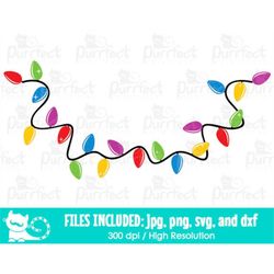 Christmas String Lights SVG, Christmas Lights SVG, Digital Cut Files in svg, dxf, png and jpg, Printable Clipart