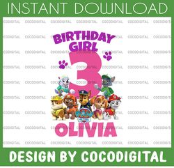 Personalized Name And Ages, Paw Patrol Chase Birthday Png, Paw Patrol Birthday Png Family Birthday Raglan Kids Family On