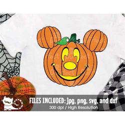 Pumpkin Mouse SVG, Cute Halloween Pumpkin Face SVG, Digital Cut Files in svg, dxf, png and jpg, Printable Clipart, Insta