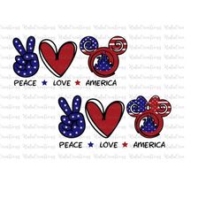 Bundle Peace Love America Svg, Merica Fourth Of July, 4th of July, Patriotic, Memorial Day Freedom Svg