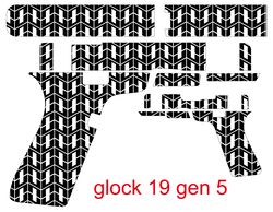 Glock 19 gen 5 Gun Design geometric seamless pattern vector svg fiber laser Engraving cnc cutting vector file