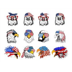 Patriotic Bald Eagle Bundle SVG, 4th of july Svg, Eagle Svg, Patriotic Eagle Svg, American Flag Svg, USA Flag Svg, US Fl