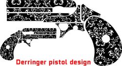 Derringer pistol Design seamless floral pattern vector svg fiber laser Engraving cnc cutting vector file cnc router file