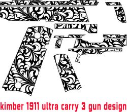 Kimber 1911 ultra carry seamless floral pattern vector svg fiber laser Engraving cnc cutting vector file cnc router file