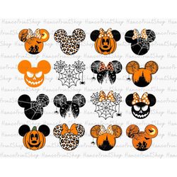 Halloween Mouse Head SVG Bundle, Halloween Pumpkin Svg, Halloween Spiderweb Svg, Spooky Vibes Svg, Trick Or Treat Svg, H