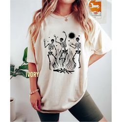 Dancing Skeletons Tee, Skeleton Halloween T-shirt, Vintage Inspired T-shirt, Comfort Colors T-shirt, Oversized Tee, Cute