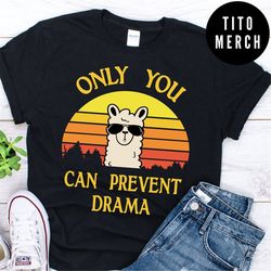 only you can prevent drama t-shirt , funny llama shirt