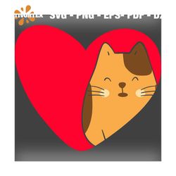 Cat With Heart Valentine Day Svg, Valentine Svg,Cat Svg, Animals Svg, Love Svg