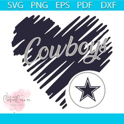 Heart Dallas Cowboys NFL Team Logo SVG File For Cricut