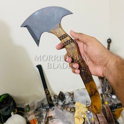 HandForged Tomahawk Throwing Axe, Heavy Duty D2 Steel Tomahawk Throwing Axe with Leather Sheath, Perfect for Outdoorsmen