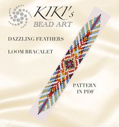Bead loom pattern Dazzling feathers ethnic inspired LOOM bracelet pattern design in PDF instant download