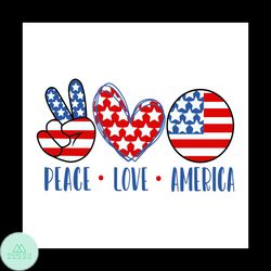 Peace Love America svg, eps, dxf, png. July 4th SVG