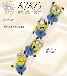 Bead loom pattern Minions, Happy Minions inspired LOOM bracelet pattern design in PDF instant download