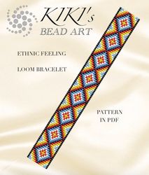 Bead loom pattern Ethnic feeling inspired LOOM bracelet pattern design in PDF instant download