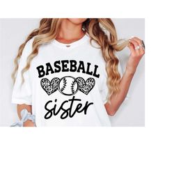 Baseball Sister Svg, Leopard Heart Svg, Little Sister, Leopard Print Svg, Sports Svg, Baseball Sister Shirt Svg, Basebal