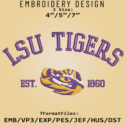 LSU Tigers embroidery design, NCAA Logo Embroidery Files, NCAA LSU Tigers, Machine Embroidery Pattern