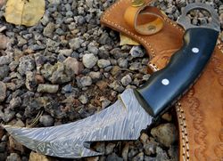 custom handmade damascus steel karambit knife personalized knife | groomsman gift | camping knife | outdoor knife