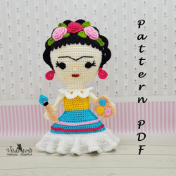 Crochet Amigurumi Frida Mexican rag doll Pattern