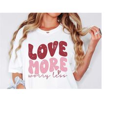 Love More Worry Less SVG PNG PDF, Valentine Svg, Valentine Day Svg, Png for Sublimation, Cameo Cricut, Buffalo Plaid Hea