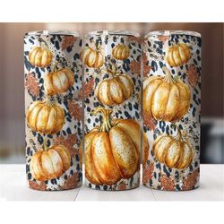 20 oz Tumbler Wrap Fall Gold Pumpkins Animal Print