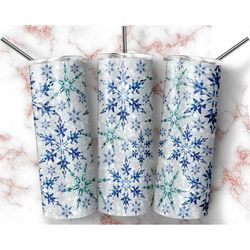 Christmas 20oz Tumbler Design,Glitter Snowflakes Tumbler Wrap PNG Download