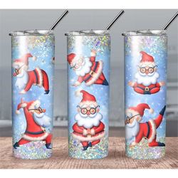 20 oz Tumbler Wrap Funny Santa Claus Yoga Digital Download Christmas Tumbler PNG