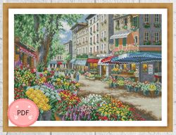 France Cross Stitch Pattern, Cafe De Paris,Romantic Couple, Pdf ,Instant Download ,French Lovers,Paris Cityscape