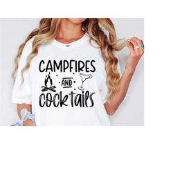 Campfires and Cocktails SVG, Funny Camping Svg, Camping Shirt Svg, Camping Life Svg, Camping Svg Files, Camping Shirt, C