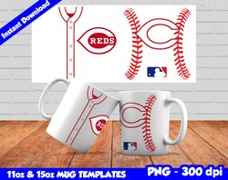 Reds Mug Design Png, Sublimate Mug Template, Reds Mug Wrap, Sublimate Baseball Design Png, Instant Download