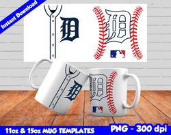 Tigers Mug Design Png, Sublimate Mug Template, Tigers Mug Wrap, Sublimate Baseball Design Png, Instant Download