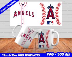 Angels Mug Design Png, Sublimate Mug Template, Angels Mug Wrap, Sublimate Baseball Design Png, Instant Download