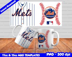 Mets Mug Design Png, Sublimate Mug Template, Mets Mug Wrap, Sublimate Baseball Design Png, Instant Download