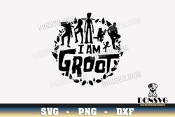 I am Groot GOTG Silhouette SVG Cut Files Cricut Guardians of the Galaxy PNG image Marvel Movie DXF file