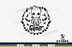Groot Leaves Round Frame SVG Cut Files Cricut I am Groot PNG image Guardians of the Galaxy DXF file