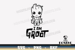 Baby Groot Outline I am Groot svg files Cricut Silhouette Guardians of the Galaxy PNG Sublimation Marvel