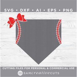 softball home plate bow svg - sotfball strings -  cutting files for silhouette & cricut, svg - dxf - ai - eps - png